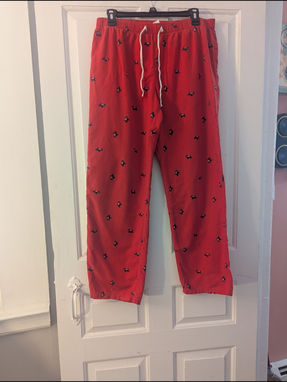 GAP Red Pajama Pants with Small Black Dog Print